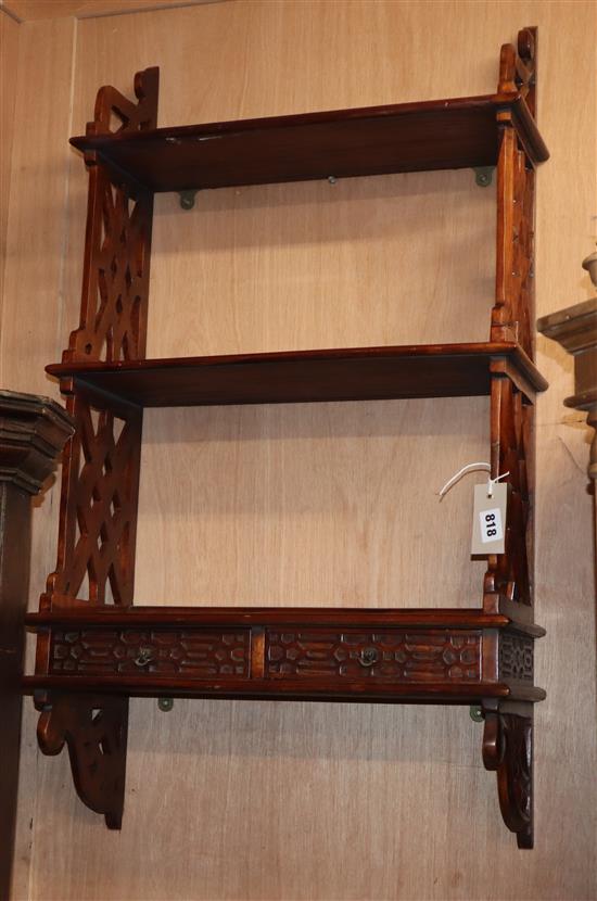 A George III style mahogany three tier wall bracket H.approx. 80cm